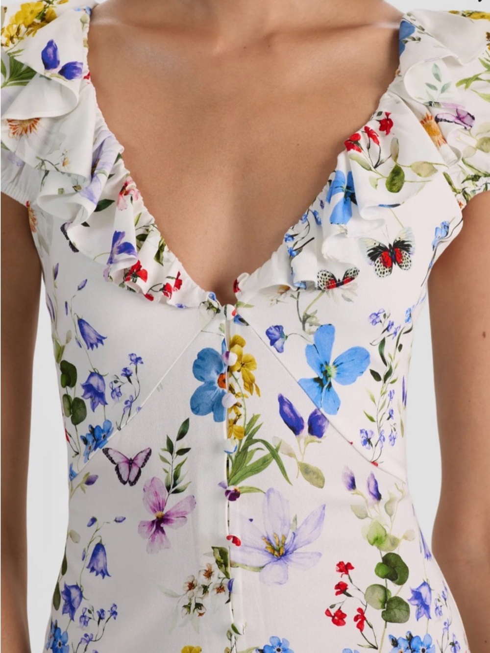 New Alice + Olivia  Floral Maxi Dress with Multicolor Blooms size 8 - Picture 4 of 9